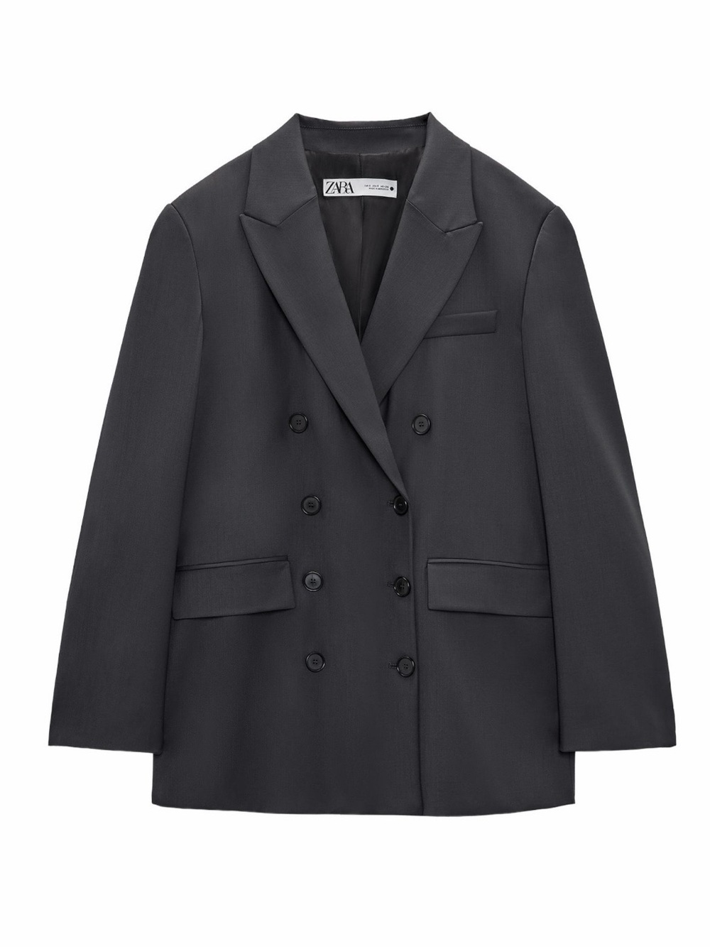 Zara Limited Edition Double-Breasted Dark Charcoal Blazer